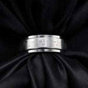 Stainless Steel Egyptian Key Spin Ring Band Size 8